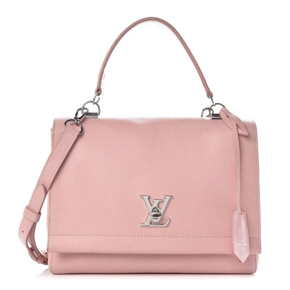 Authentic Louis Vuitton Soft Calfskin Lockme Top Handle Rose Ballerine Pink Bag - Picture 2 of 13